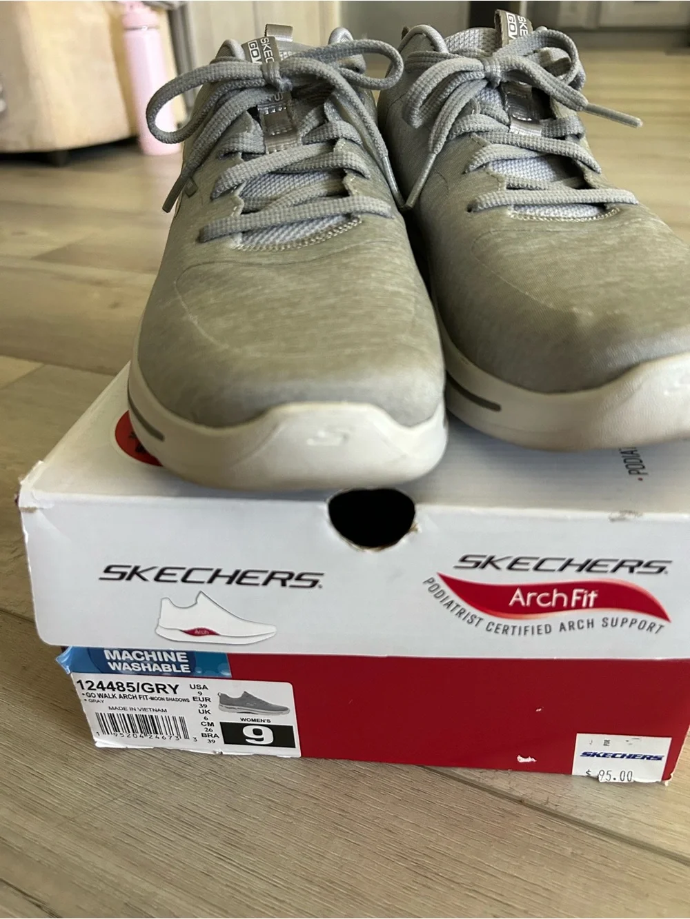 Skechers Women’s Gray Go Walk Arch Fit Athletic Lace-Up Sneakers
